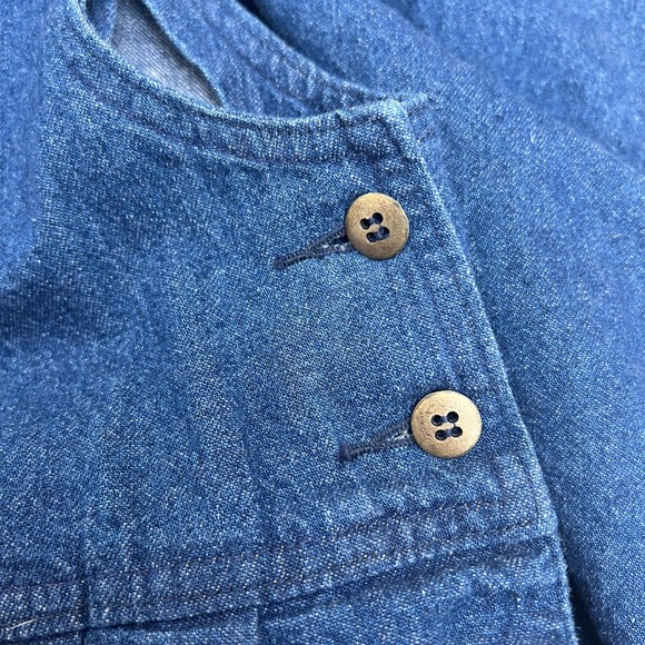 Woolrich Denim Pinafore Dress Cottagecore Women Size L Indigo Cotton Made in USA - Picture 10 of 10